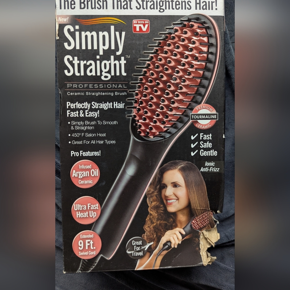 ✨ Ontel Ceramic Hair Straightening Brush - Black and Pink ✨